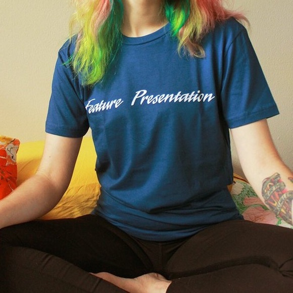 Super Yaki Tops - Super Yaki Feature Presentation Short Sleeve Movies Tee in Blue